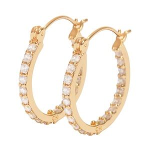 NWT Crystal Haze Mini Serena Hoops in Gold Sparkly Rhinestone Hoop